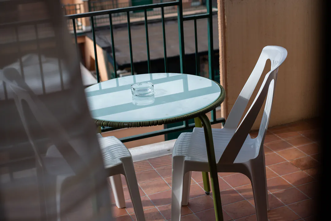 Table and chairs on the balcony