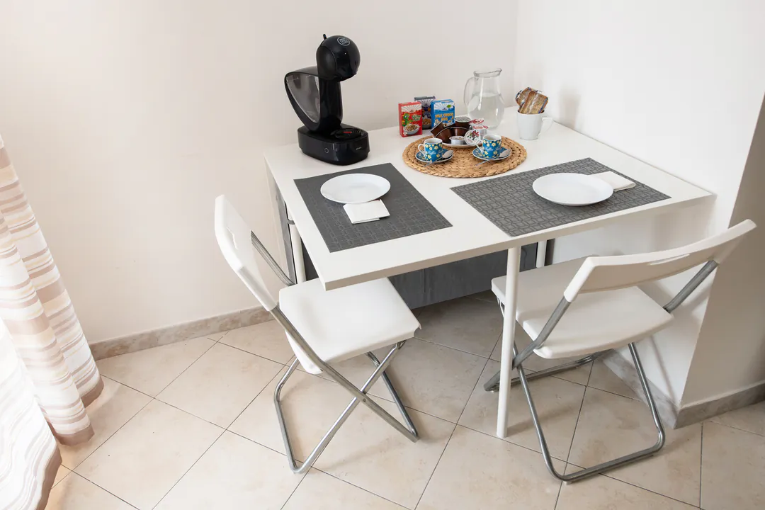 Dining table set for two